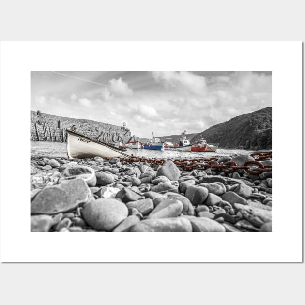 Clovelly Boats, Devon, England, Selective Colour Wall Art by tommysphotos